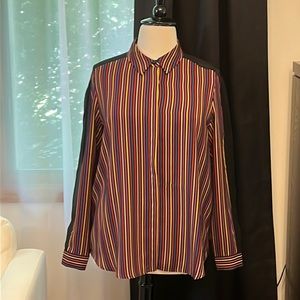 Marina Rinaldi Multi Color Striped Long Sleeve Button Down Shirt